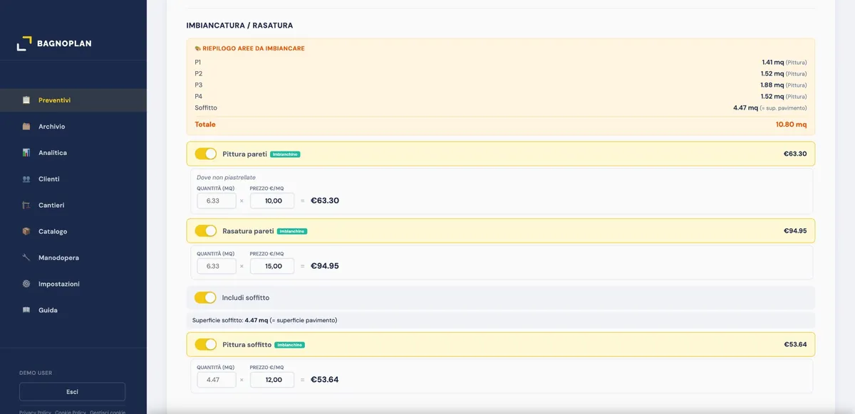 I mq da imbiancare? Li calcola BAGNOPLAN - screenshot BAGNOPLAN