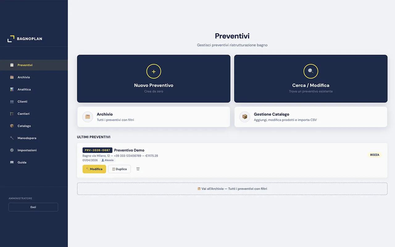 Crea preventivi bagno professionali in 20 minuti - screenshot BAGNOPLAN