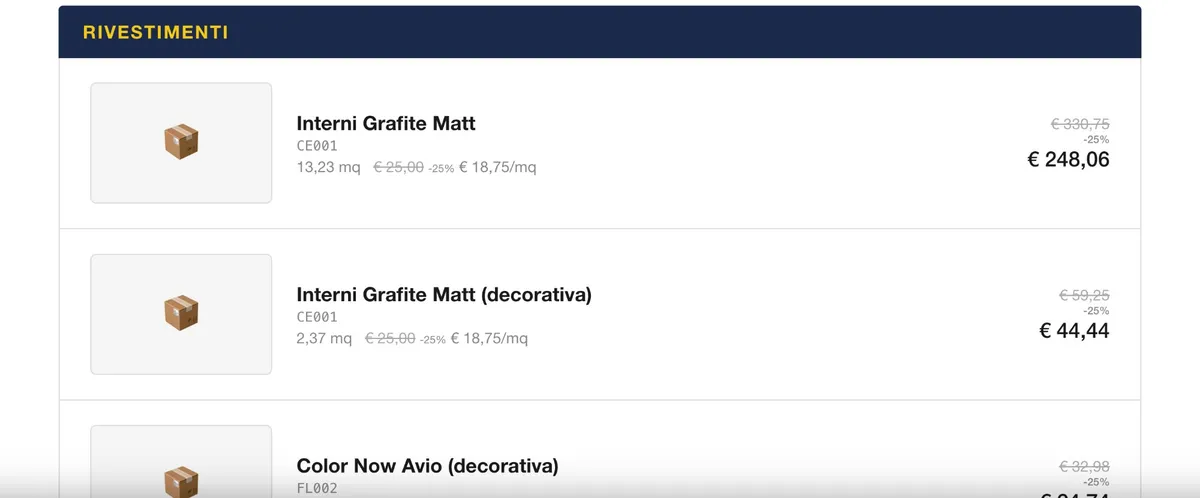 Lo sconto che il cliente vede e apprezza - screenshot BAGNOPLAN